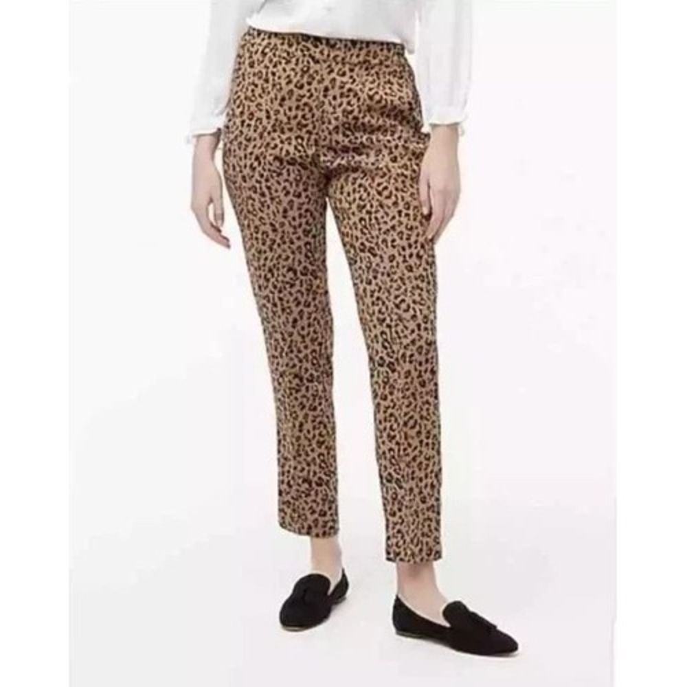J. Crew Leopard Print‎ Jamie Pull On Pant Size 4 Slim Leg High Rise
